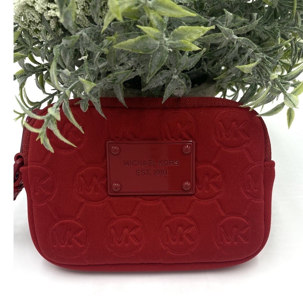Michael Kors  Red Woman Small Quilted Wristlet Clutch Pursed GS-1208